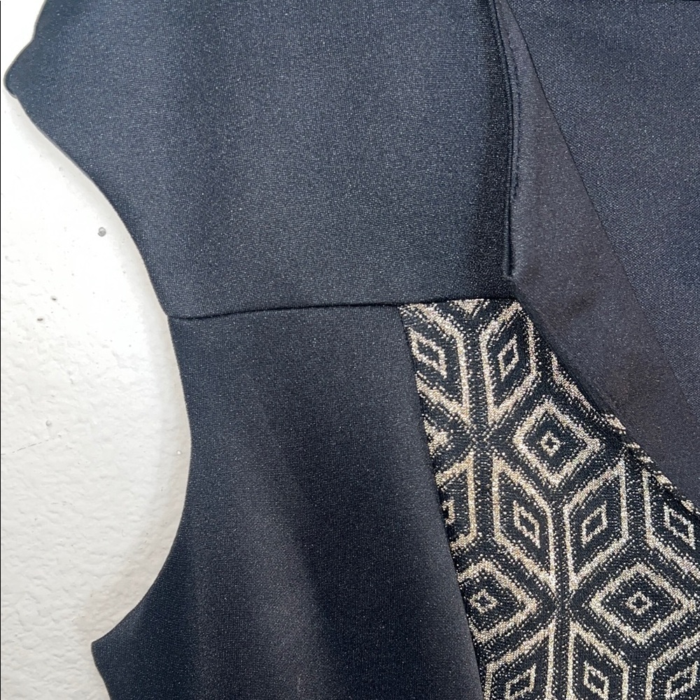 White House Black Market Geometric Black and Gold Mini Dress - Picture 7 of 9